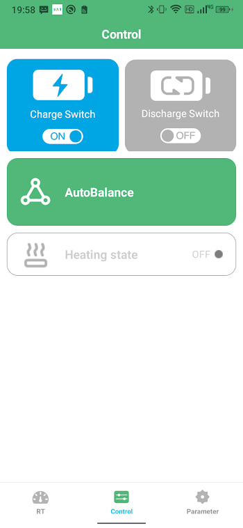 BAT-BMS home screen showing battery overview